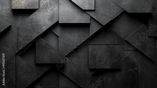 Modern black backdrop with dynamic geometric shapes and abstract patterns, perfect for contemporary presentations