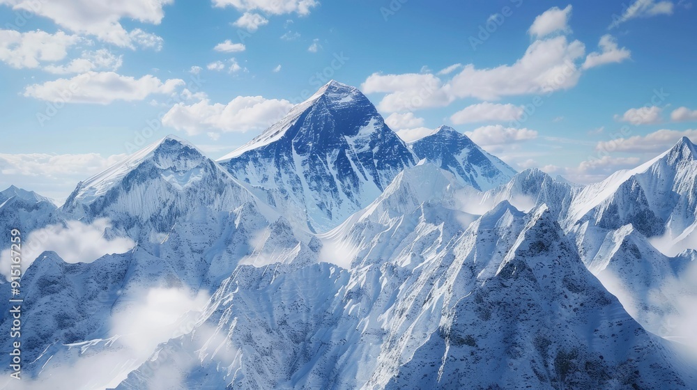 Fototapeta premium A majestic mountain range with snow-capped peaks.