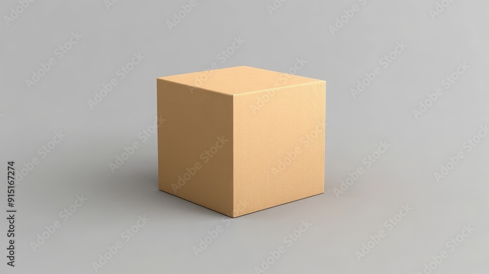 Obraz premium A simple brown cardboard box on a plain grey background.