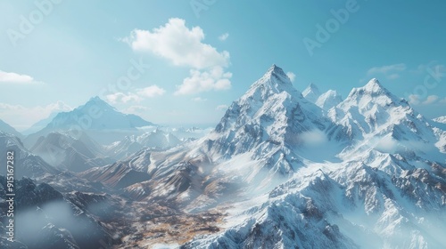 Wallpaper Mural A majestic mountain range with snow-capped peaks and clear skies. Torontodigital.ca