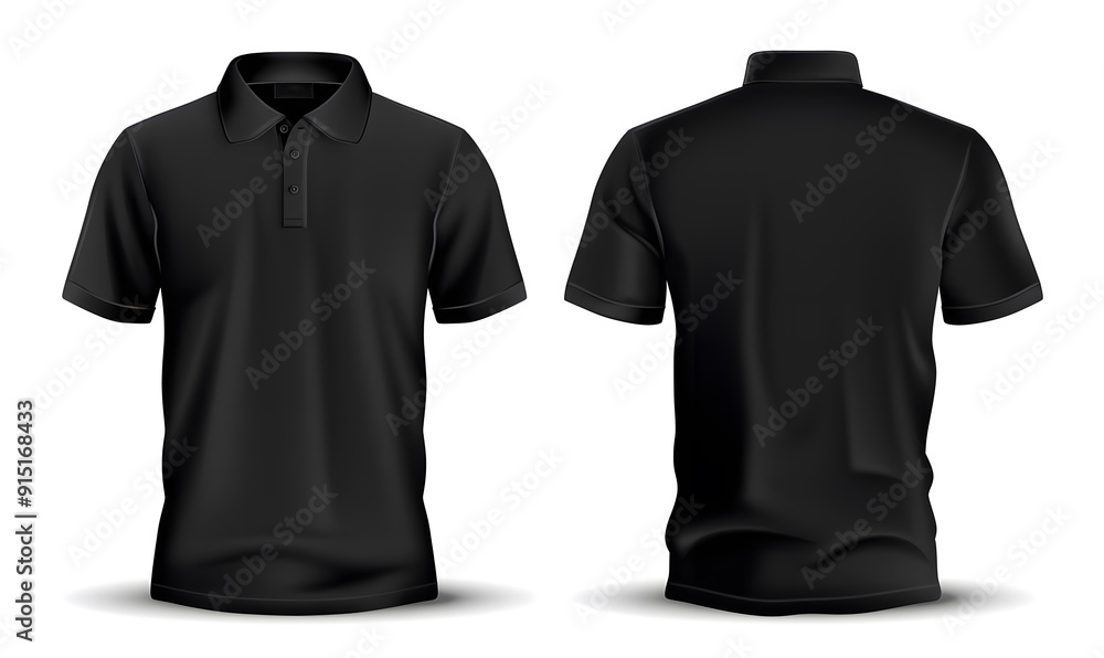 Fototapeta premium Black Polo shirt, clothes on background isolated white background design