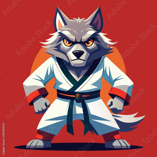 wolf fight karate logo combat sport judo sambo