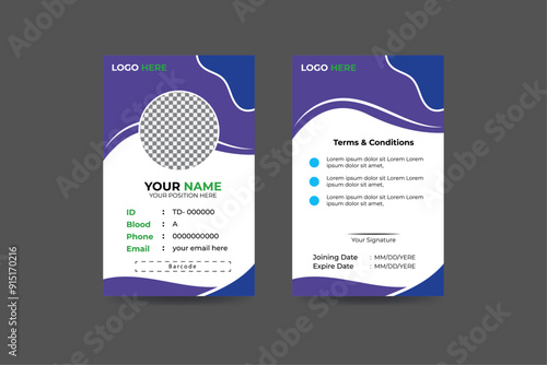 Simple clean unique creative modern company corporate professional identity business id card design template. 