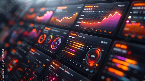 Wallpaper Mural A detailed 3D render of a PPC advertising platform, featuring comprehensive metrics and bid strategies, sharp and vibrant visuals, professional layout, interactive components, diverse color palette, Torontodigital.ca