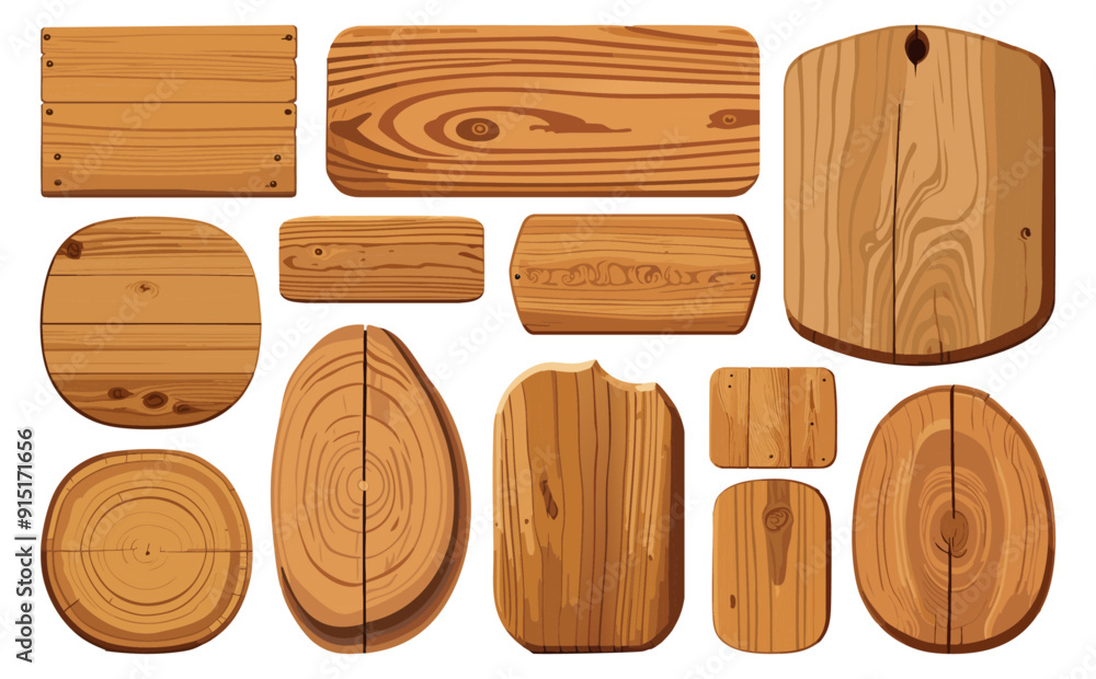 Naklejka premium 木製看板ベクターイラストセット