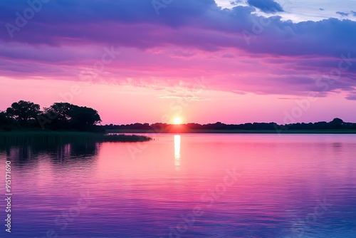 sunset over the river