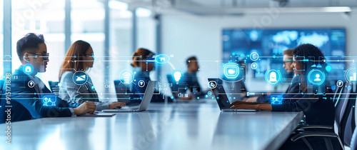 AI integration, digital workplace, modern office, AI interfaces, business technology, employee collaboration, smart technology, digital transformation, workplace efficiency, human and AI collaboration