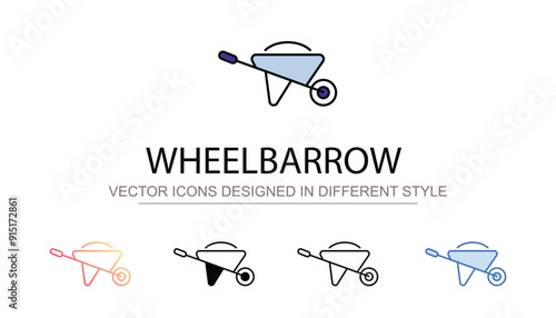 Wheelbarrow icon design with white background stock illustration