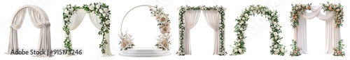 Set of beautiful wedding flower arches, cut out