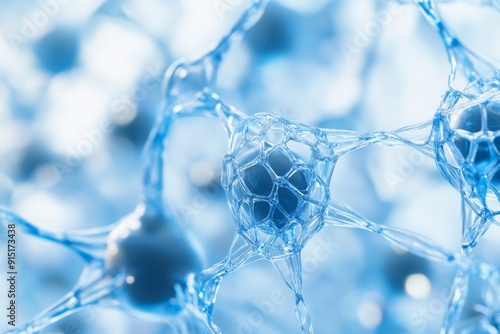 Portrait of block copolymer network in a biomedical scaffold, illustrating biocompatibility and structural support. High-resolution, detailed textures, crisp focus photo