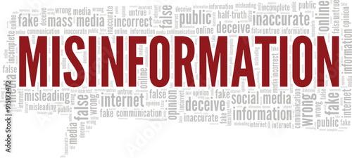 Misinformation word cloud conceptual design isolated on white background.