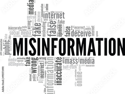 Misinformation word cloud conceptual design isolated on white background.