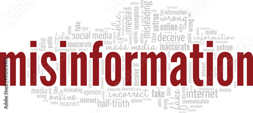 Misinformation word cloud conceptual design isolated on white background.