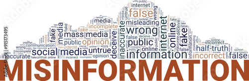 Misinformation word cloud conceptual design isolated on white background.