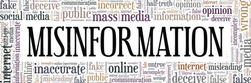 Misinformation word cloud conceptual design isolated on white background.