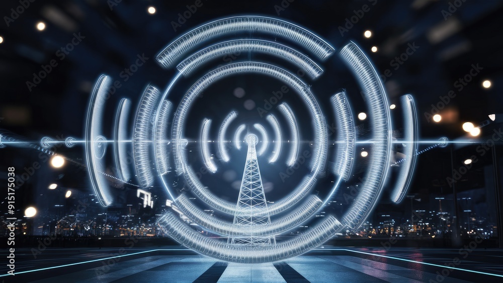 Digital Radio Wave Circular Background 4K Illustration of Radio Station Signal Digital Radio Wave Circular Background 4K Illustration of Radio Station Signal