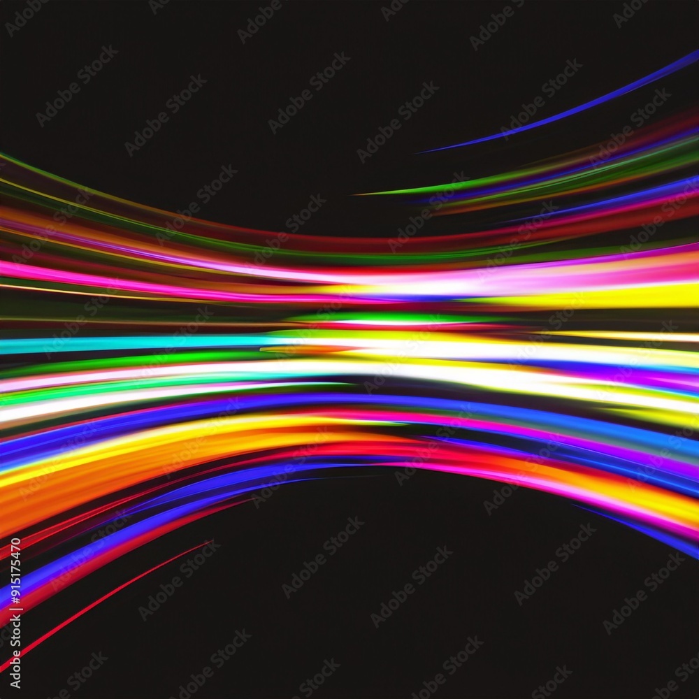 Colorful light trails with motion effect. Illustration high speed light effect on black background Colorful light trails with motion effect. Illustration high speed light effect on black background