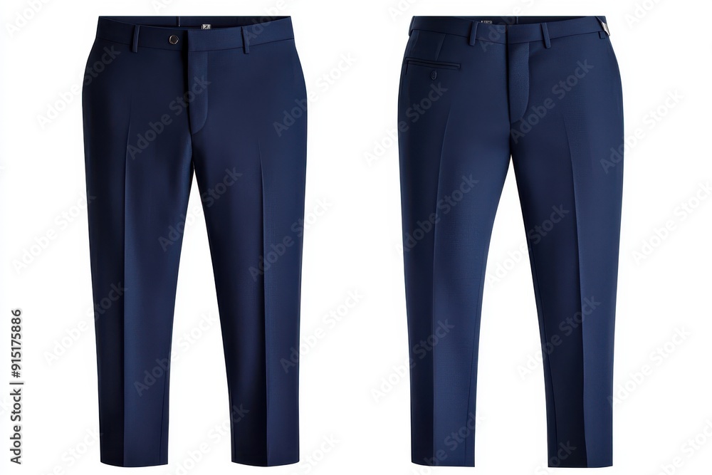 Pair of navy blue tailored dress pants isolated on white background Pair of navy blue tailored dress pants isolated on white background