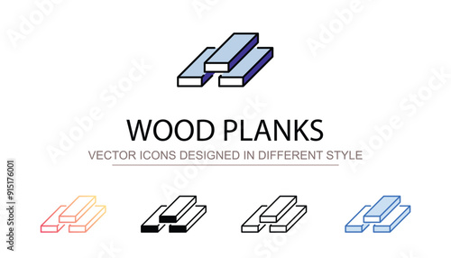 Wood Planks icon design with white background stock illustration