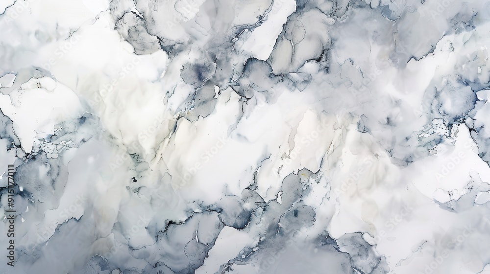 Fototapeta premium An abstract background image of swirling white and gray ink on a white canvas. The ink appears to be blending and flowing, creating a natural, marbled effect.