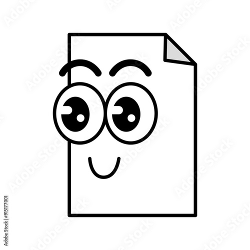 White paper cartoon eyes character illustration