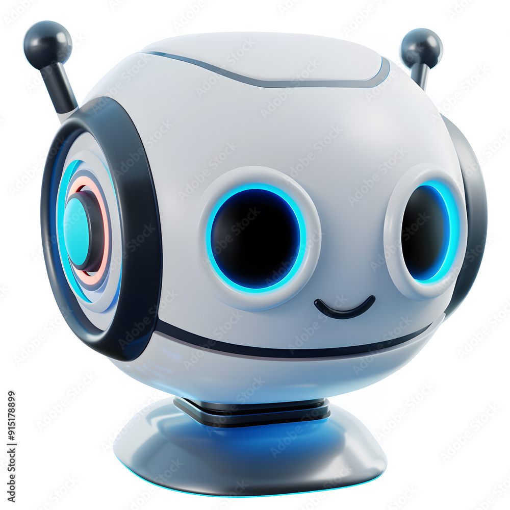 Cute cartoon 3D robot isolated on white background Cute cartoon 3D robot isolated on white background