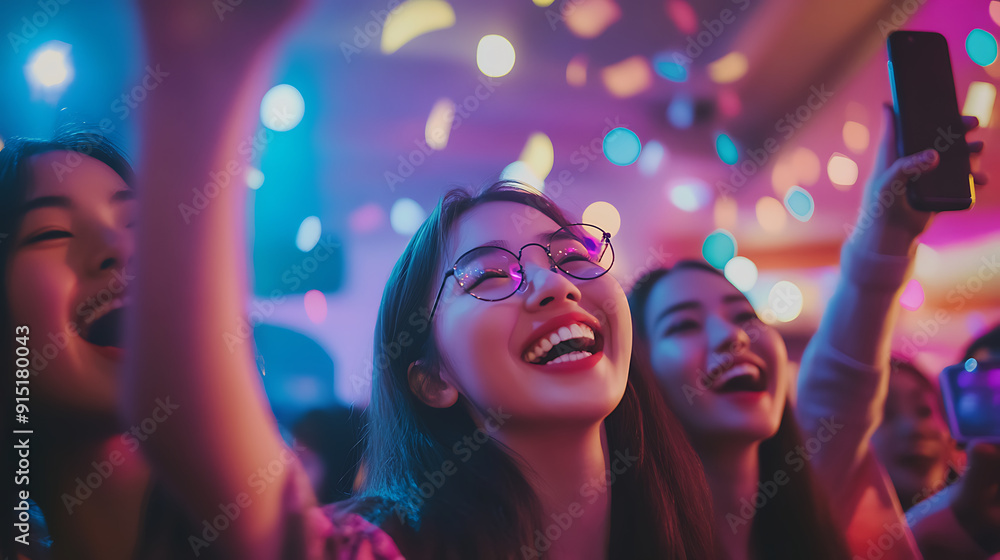 Friends taking selfies and capturing memories at a fun-filled party Friends taking selfies and capturing memories at a fun-filled party