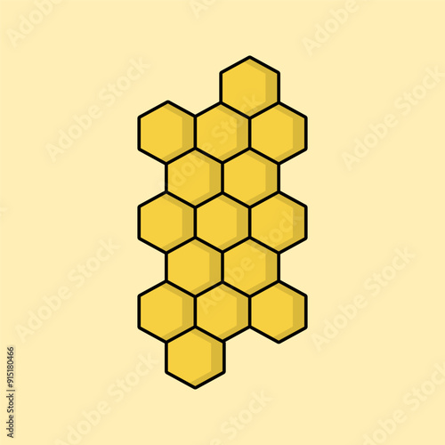 Honeycomb Illustration Isolated on Ivory White Background
