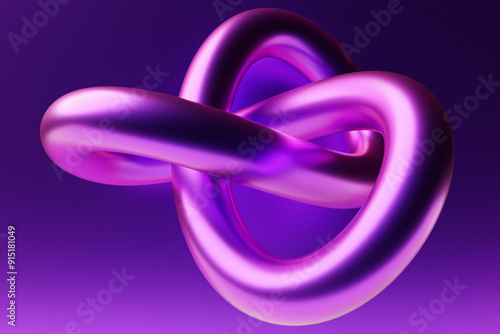 Abstract dynamic shape with ilghting smooth edges, sides. 3D illustration and rendering. Elegant line background.
