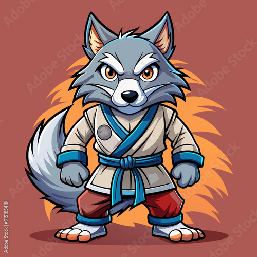 wolf fight karate logo combat sport judo sambo