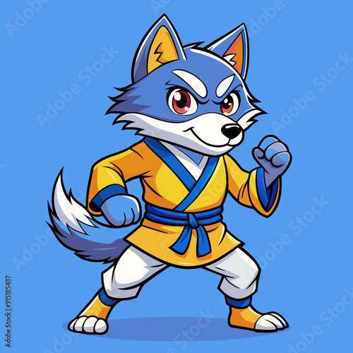 wolf fight karate logo combat sport judo sambo