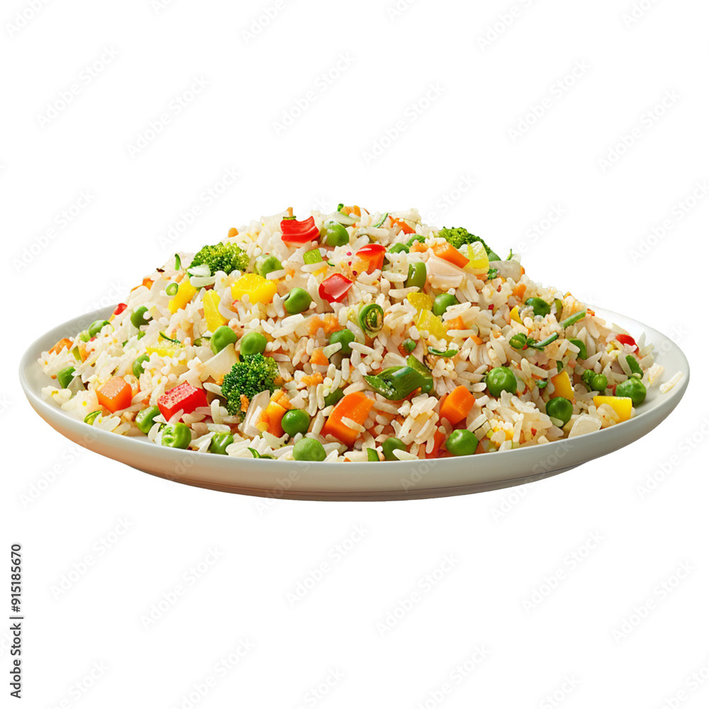 Fried rice in plate on transparent background Fried rice in plate on transparent background