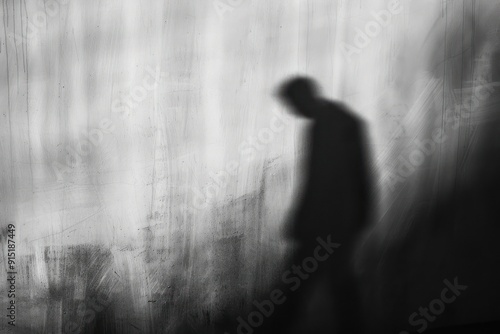 Shadowy figure against textured wall