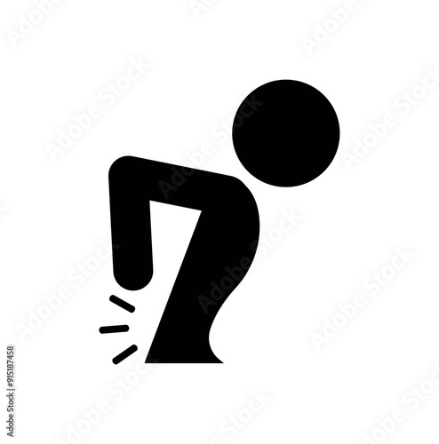 back pain icon drawn with simple details