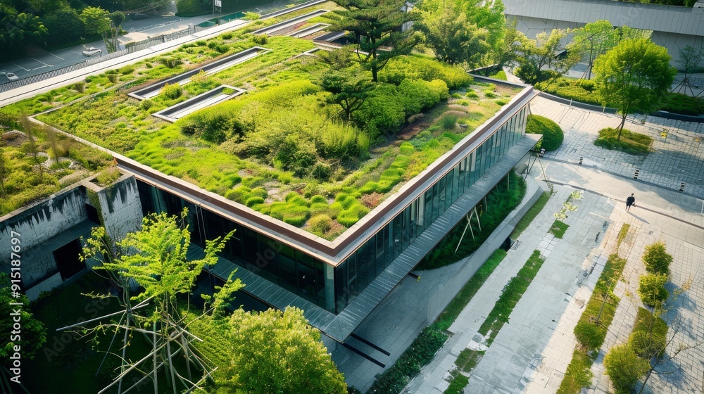 A serene roof garden atop a modern building, showcasing lush greenery and innovative sustainable architecture in an urban setting, emphasizing eco-friendliness. A serene roof garden atop a modern building, showcasing lush greenery and innovative sustainable architecture in an urban setting, emphasizing eco-friendliness.