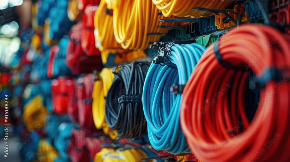 Fototapeta premium Colorful Coiled Cables in a Shop Display.