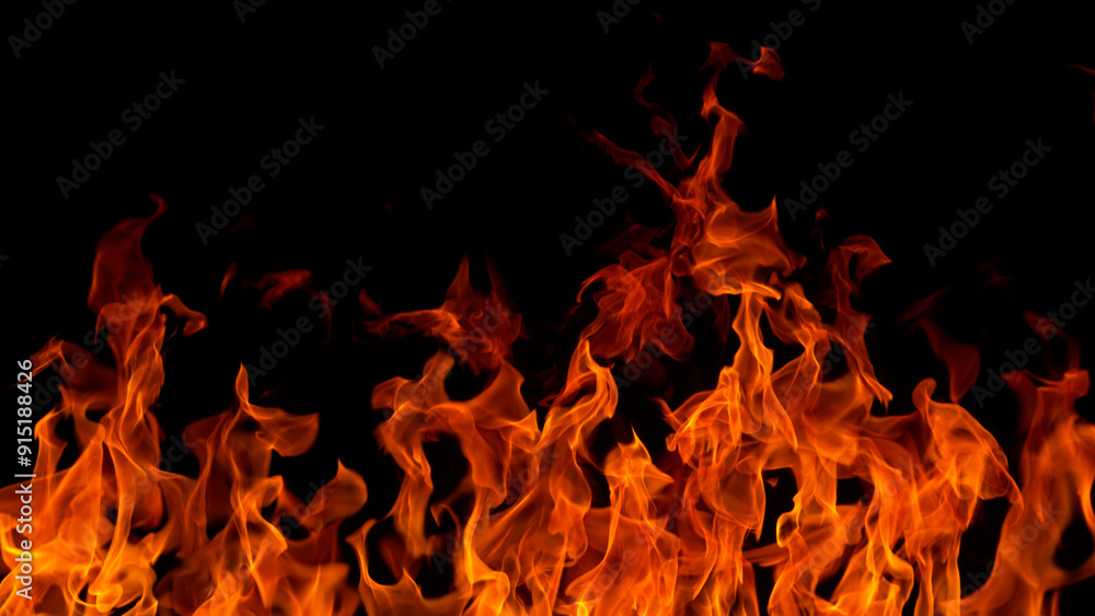 Fire flames isolated on black , abstract background Fire flames isolated on black , abstract background