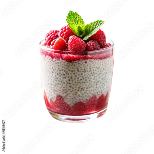 Wallpaper Mural Raspberry chia seed pudding isolated on transparent background. Torontodigital.ca
