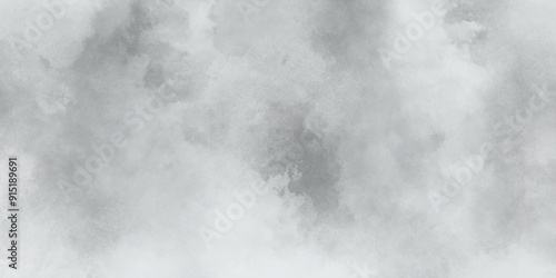 Abstract white and gray isolated cloud cumulus clouds. Gray aquarelle painted realistic fog or mist smoky textured canvas design. White and ash messy wall stucco texture background.