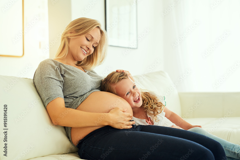 Mom, daughter or pregnant woman in home to relax for pregnancy, prenatal stomach growth or maternity leave. Smile, together or parent resting with healthy newborn baby, girl or motherhood on break Mom, daughter or pregnant woman in home to relax for pregnancy, prenatal stomach growth or maternity leave. Smile, together or parent resting with healthy newborn baby, girl or motherhood on break