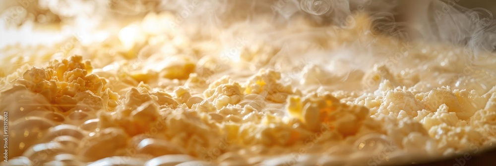 First cheese making test by a cheesemaker Curdled milk heated to high temperature for production in a dairy company Space for text First cheese making test by a cheesemaker Curdled milk heated to high temperature for production in a dairy company Space for text