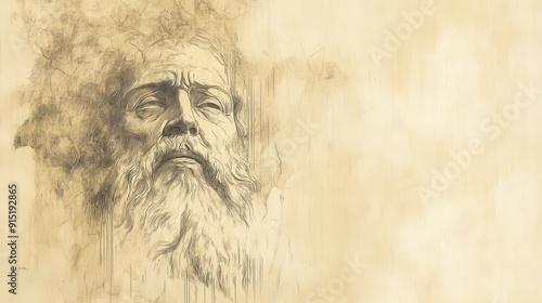 Wallpaper Mural Biblical Illustration of Judges: The Song of Deborah and Barak, Earth Trembling and Heavens Pouring Rain as Described in Song, Bible Wall Art on Beige Background Torontodigital.ca