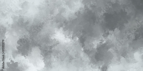 Abstract white and gray isolated cloud cumulus clouds. Gray aquarelle painted realistic fog or mist smoky textured canvas design. White and ash messy wall stucco texture background.