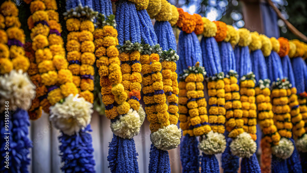 Obraz premium flowers on blue backgroundcorn, food, vegetable, yellow, agriculture, cob, fresh, plant, crop, healthy, color, sweet, maize, pattern, texture, harvest, flower, raw, green, eat, nature, dry, farm, autu