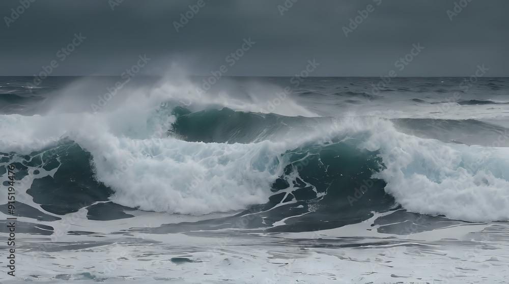 Obraz premium a large wave coming in to the shore of the ocean