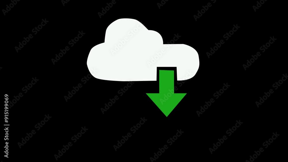 white cloud and green uploading arrow color icon computing animation video on black background white cloud and green uploading arrow color icon computing animation video on black background