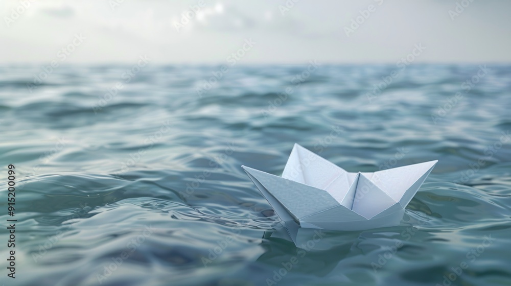 Obraz premium Paper Boat Sailing on Calm Waters
