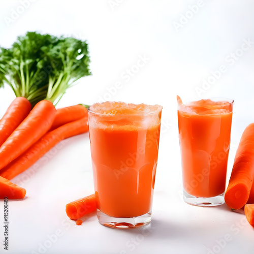 Food photography background - Healthy carrot juice in glass with splashes and carrots vegetables on dark table