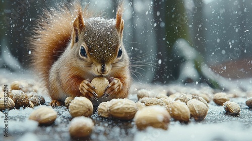 squirrel in the snow photo