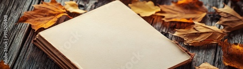 A blank notebook lies on a ...